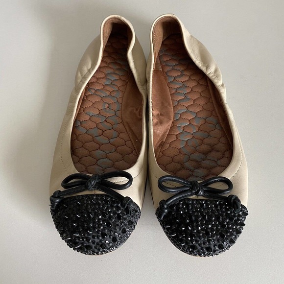 Sam Edelman Beatrix Ballet Flat Ballerina Studded Spike Cream Black Toe … - Picture 2 of 5